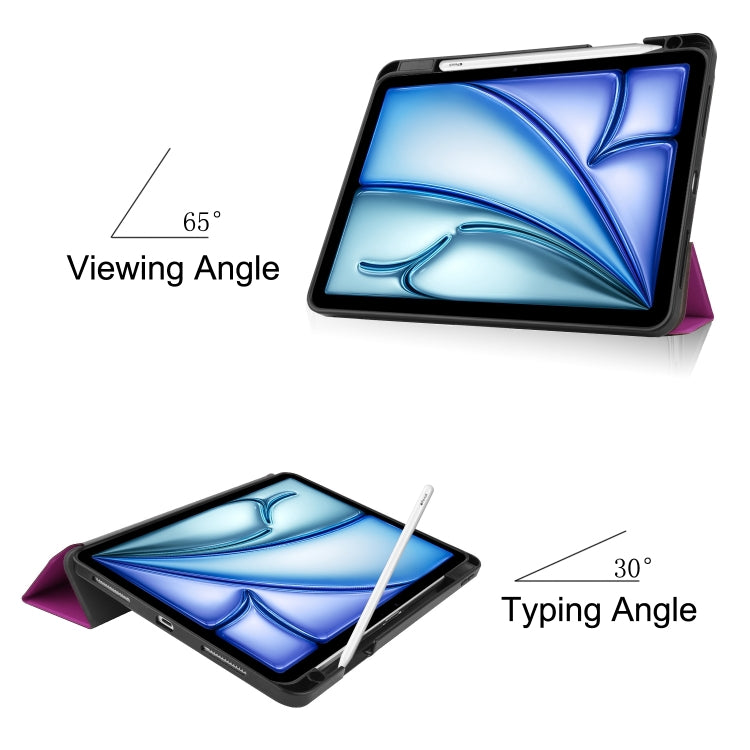 For iPad Air 11 2024 / 2025 / 2026 Custer TPU Pure Color 3-Fold Holder Smart Leather Tablet Case