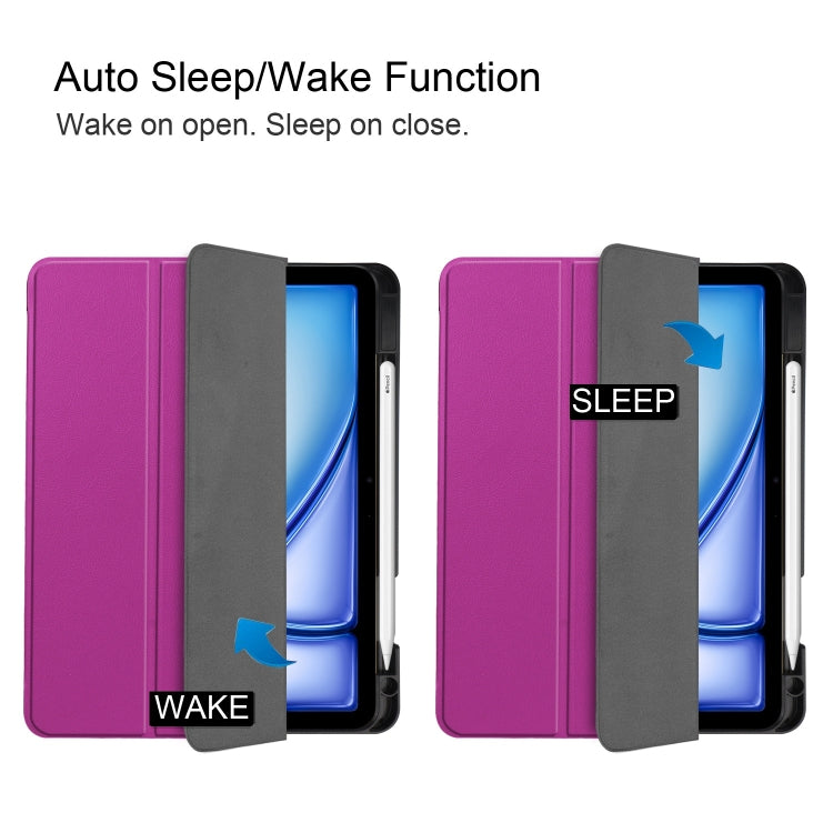 For iPad Air 11 2024 / 2025 / 2026 Custer TPU Pure Color 3-Fold Holder Smart Leather Tablet Case