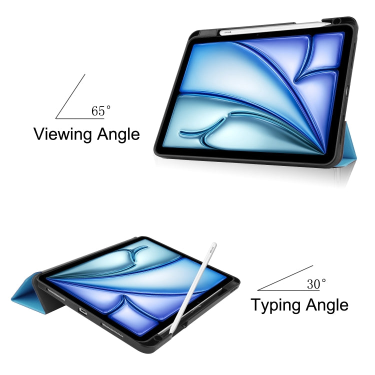 For iPad Air 11 2024 / 2025 / 2026 Custer TPU Pure Color 3-Fold Holder Smart Leather Tablet Case
