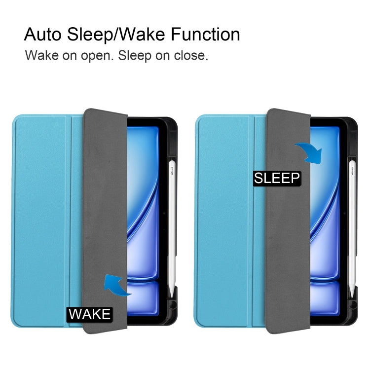 For iPad Air 11 2024 / 2025 / 2026 Custer TPU Pure Color 3-Fold Holder Smart Leather Tablet Case