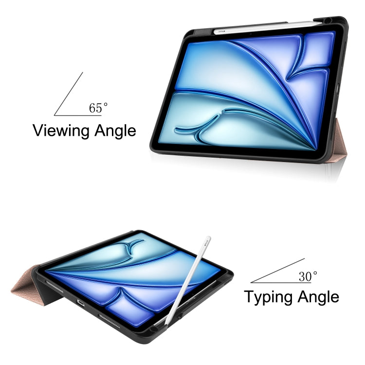 For iPad Air 11 2024 / 2025 / 2026 Custer TPU Pure Color 3-Fold Holder Smart Leather Tablet Case