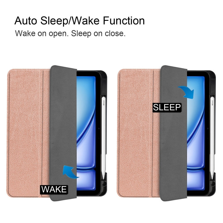 For iPad Air 11 2024 / 2025 / 2026 Custer TPU Pure Color 3-Fold Holder Smart Leather Tablet Case