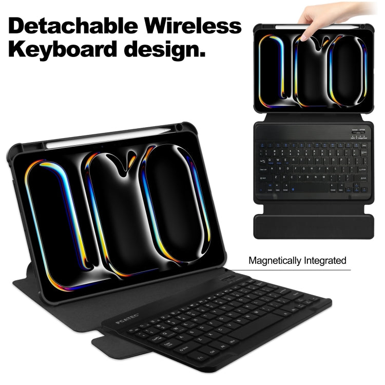 For iPad Pro 11 2025 / 2024 Transparent Rotation Smart Leather Tablet Case with Keyboard