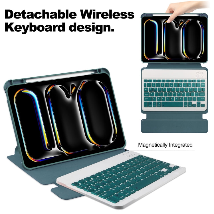 For iPad Pro 11 2025 / 2024 Transparent Rotation Smart Leather Tablet Case with Keyboard