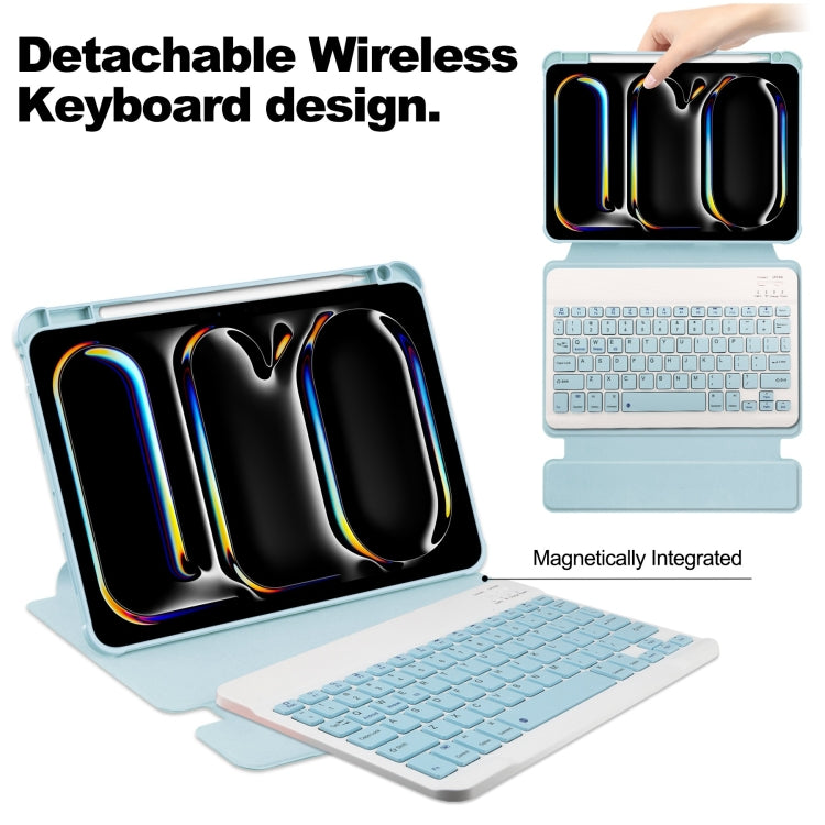 For iPad Pro 11 2025 / 2024 Transparent Rotation Smart Leather Tablet Case with Keyboard