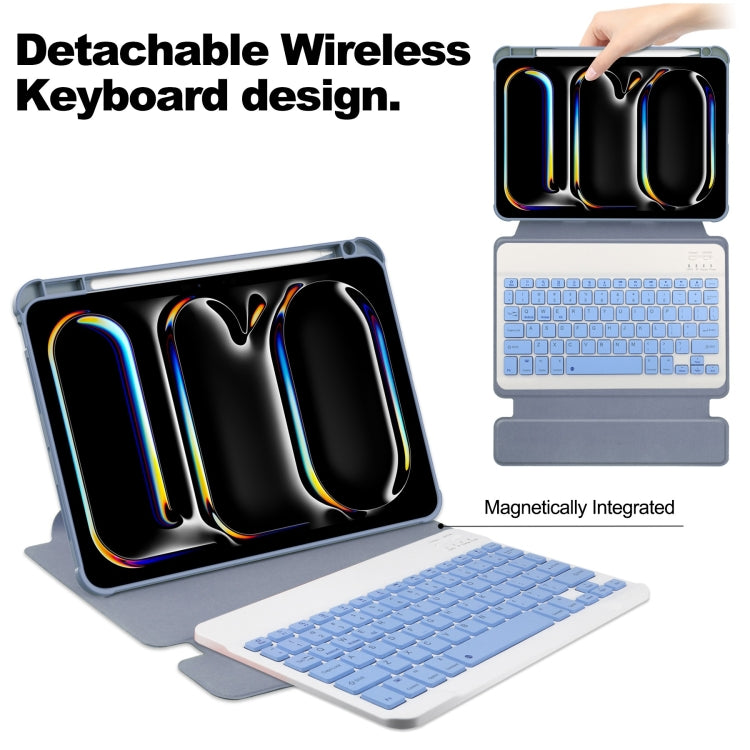 For iPad Pro 11 2025 / 2024 Transparent Rotation Smart Leather Tablet Case with Keyboard