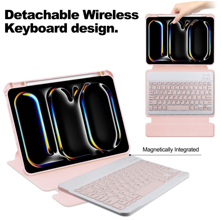 For iPad Pro 11 2025 / 2024 Transparent Rotation Smart Leather Tablet Case with Keyboard