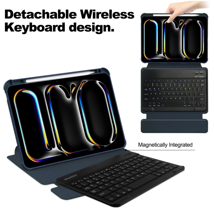 For iPad Pro 11 2025 / 2024 Transparent Rotation Smart Leather Tablet Case with Keyboard