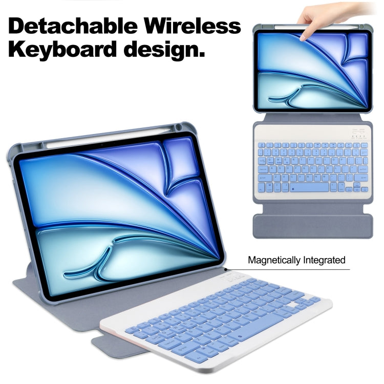 For iPad Air 13 2026 / 2025 / 2024 Transparent Rotation Smart Leather Tablet Case with Keyboard