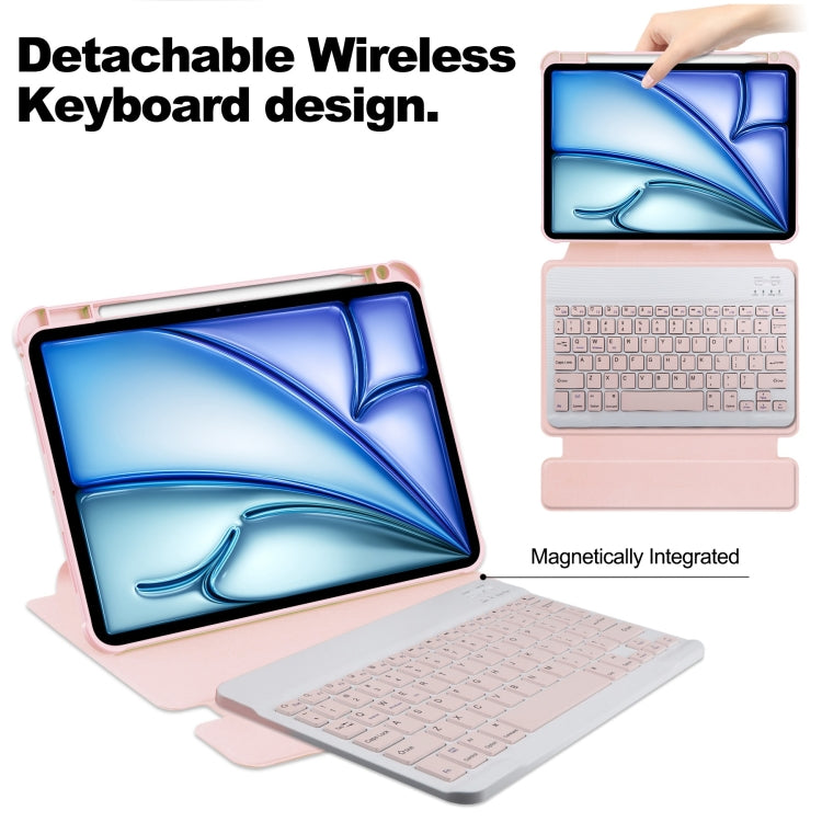 For iPad Air 13 2026 / 2025 / 2024 Transparent Rotation Smart Leather Tablet Case with Keyboard