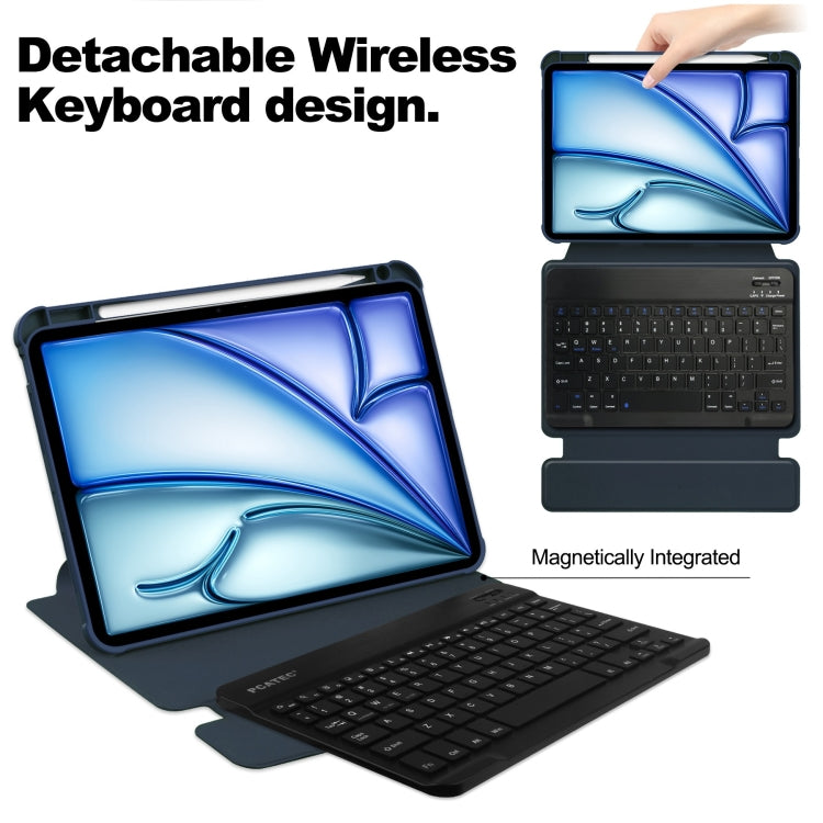 For iPad Air 13 2026 / 2025 / 2024 Transparent Rotation Smart Leather Tablet Case with Keyboard