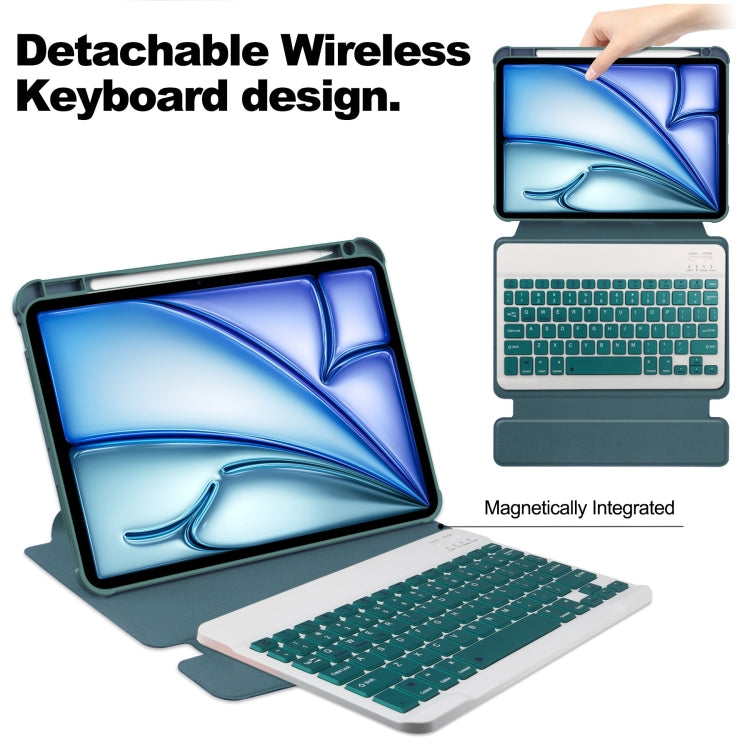 For iPad Air 11 2026 / 2025 / 2024 Transparent Rotation Smart Leather Tablet Case with Keyboard
