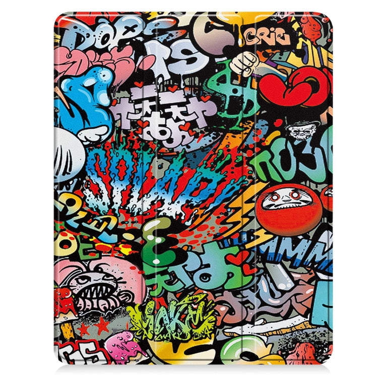 For iPad Pro 13 2025 / 2024 Custer Painted 3-Fold Holder Smart Leather Tablet Case with Pen Tray