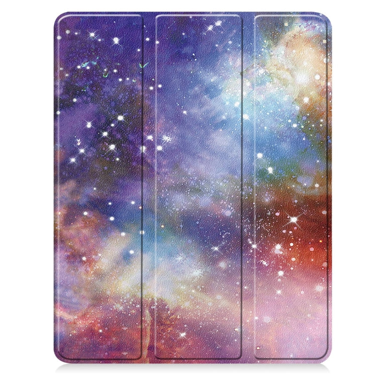 For iPad Pro 13 2025 / 2024 Custer Painted 3-Fold Holder Smart Leather Tablet Case with Pen Tray