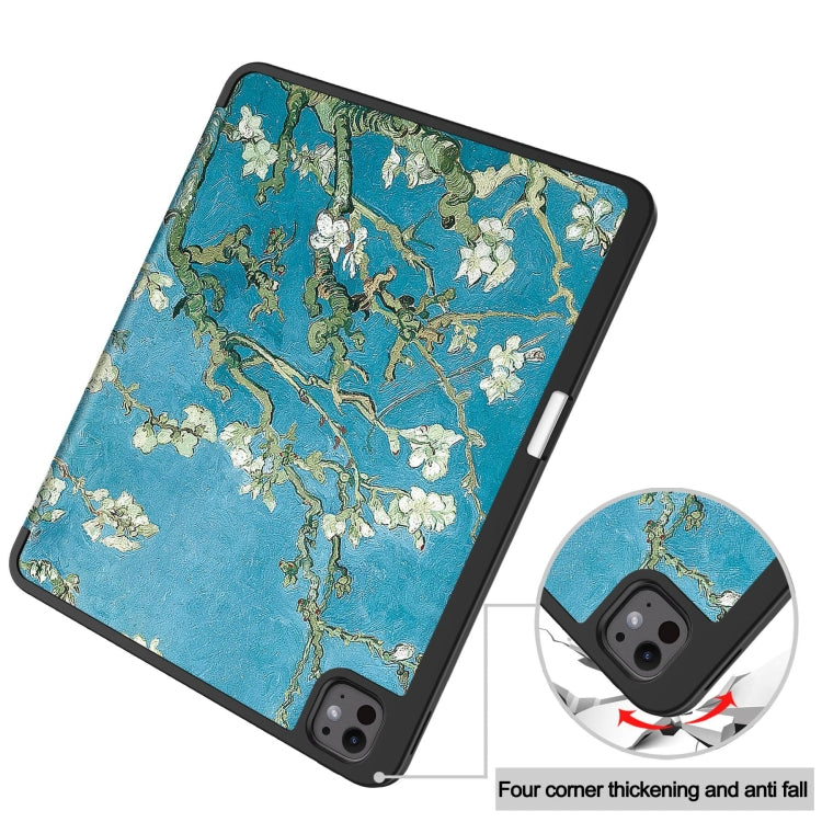 For iPad Pro 13 2025 / 2024 Custer Painted 3-Fold Holder Smart Leather Tablet Case with Pen Tray