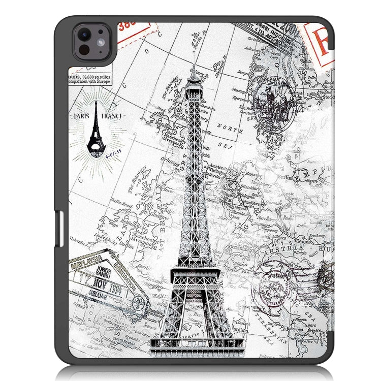 For iPad Pro 13 2025 / 2024 Custer Painted 3-Fold Holder Smart Leather Tablet Case with Pen Tray