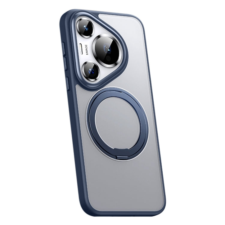 For Huawei Pura 70 Frosted 360 Rotating Holder Magnetic Full Coverage Shockproof Phone Case
