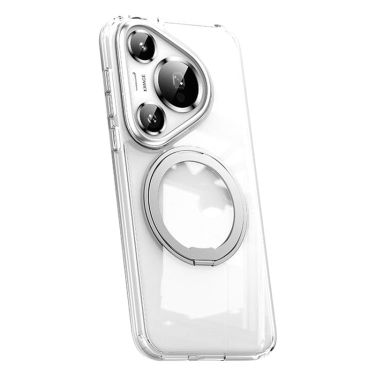 For Huawei Pura 70 Frosted 360 Rotating Holder Magnetic Full Coverage Shockproof Phone Case