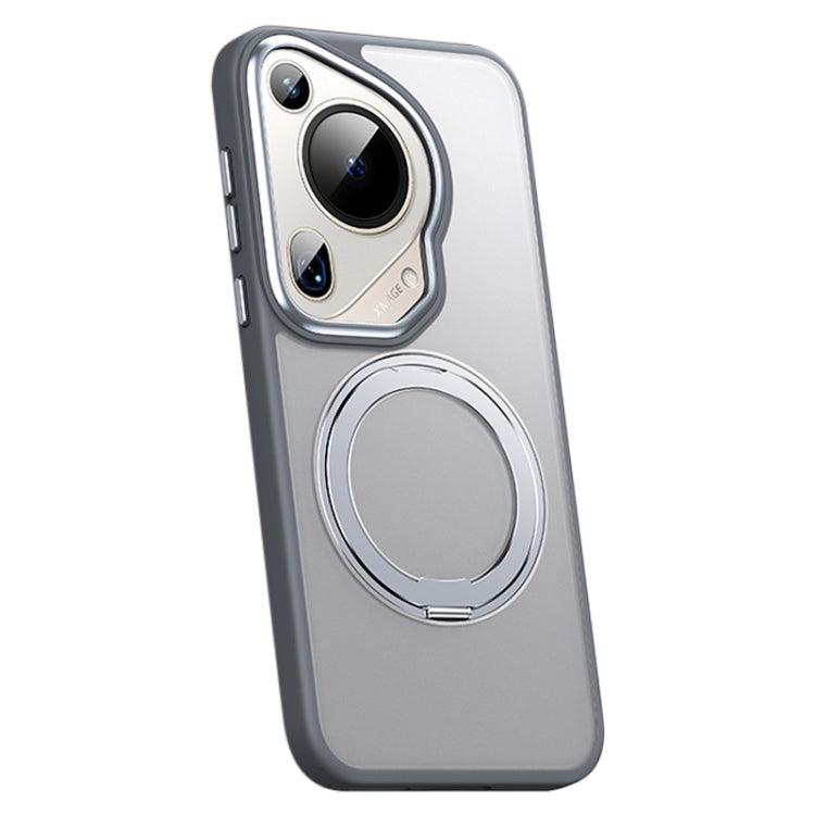 For Huawei Pura 70 Ultra Frosted 360 Rotating Holder Magnetic Full Coverage Shockproof Phone Case