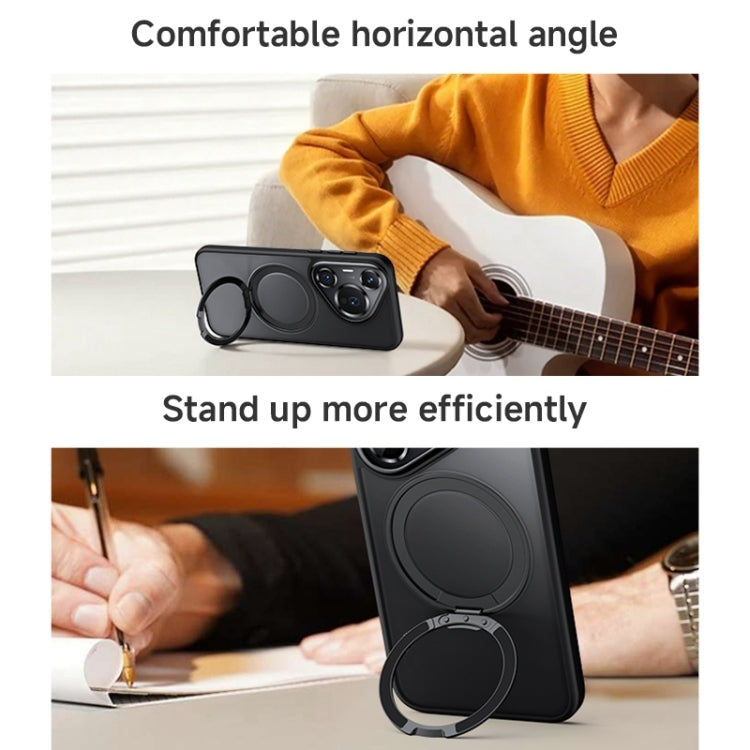 For Huawei Pura 70 Frosted 360 Rotating Holder Magnetic Full Coverage Shockproof Phone Case