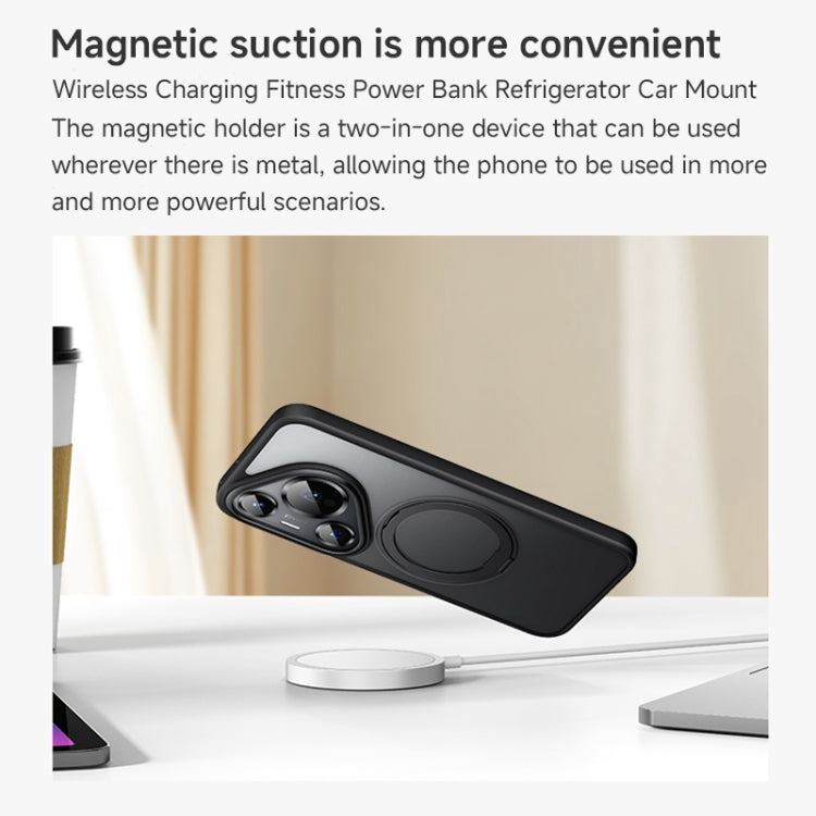 For Huawei Pura 70 Pro Frosted 360 Rotating Holder Magnetic Full Coverage Shockproof Phone Case