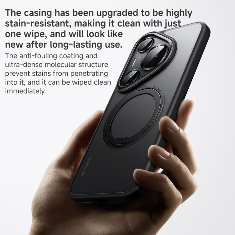 For Huawei Pura 70 Ultra Frosted 360 Rotating Holder Magnetic Full Coverage Shockproof Phone Case