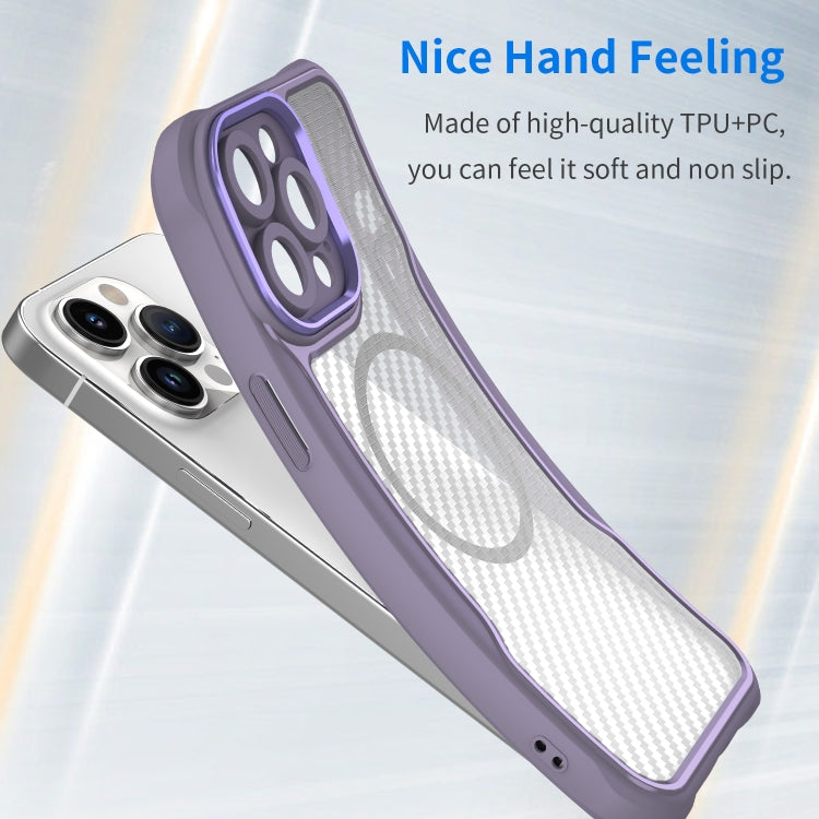 For iPhone 15 Pro Max Carbon Fiber Texture MagSafe Translucent Phone Case