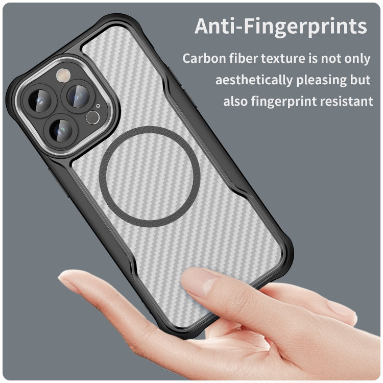 For iPhone 15 Pro Carbon Fiber Texture MagSafe Translucent Phone Case