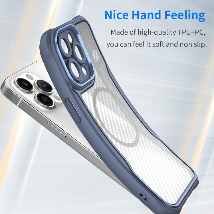 For iPhone 15 Plus / 14 Plus Carbon Fiber Texture MagSafe Translucent Phone Case