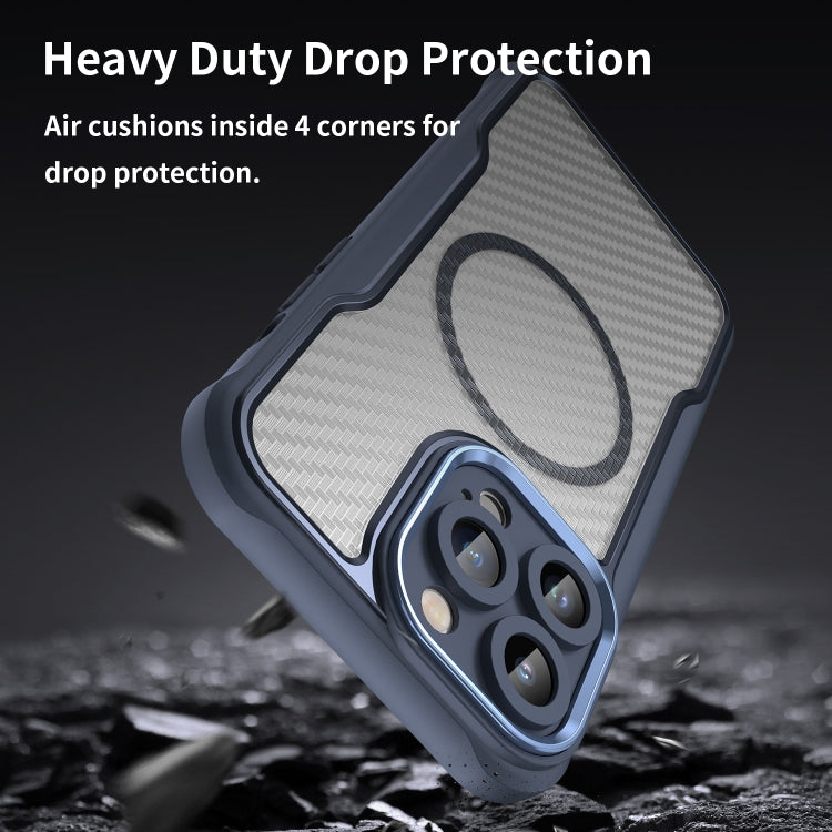 For iPhone 15 Plus / 14 Plus Carbon Fiber Texture MagSafe Translucent Phone Case