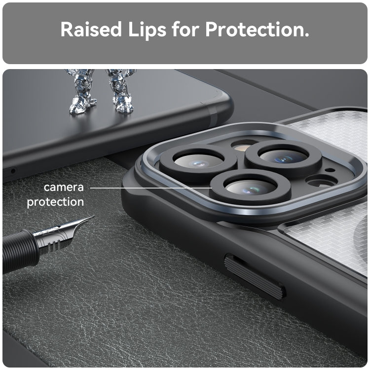 For iPhone 14 Pro Max Carbon Fiber Texture MagSafe Translucent Phone Case