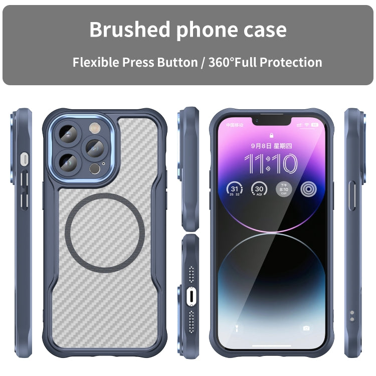 For iPhone 14 Pro Max Carbon Fiber Texture MagSafe Translucent Phone Case