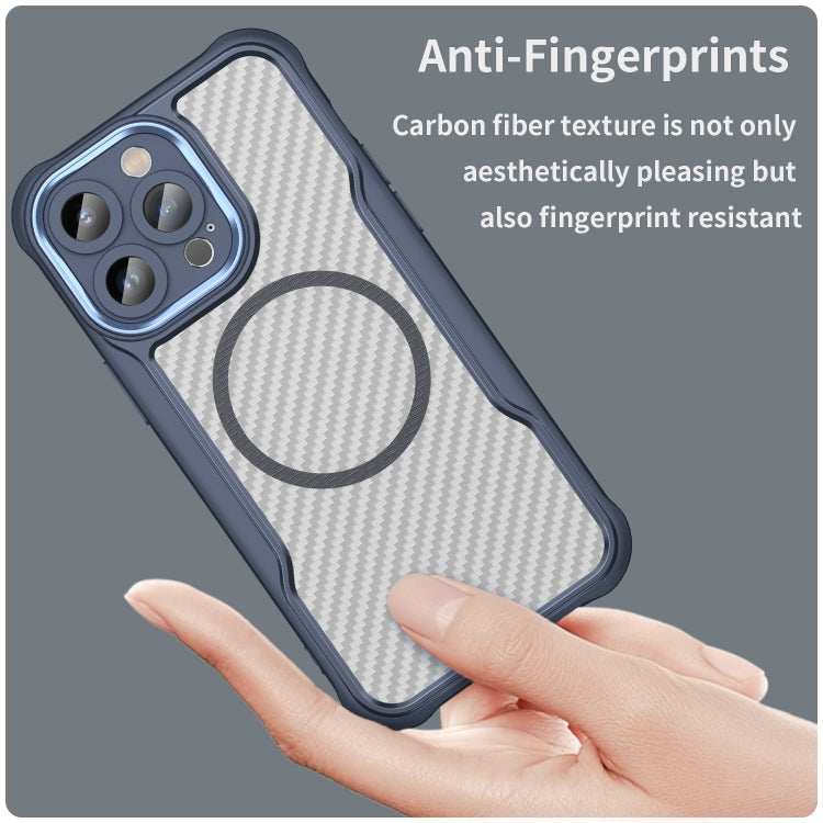 For iPhone 14 Pro Max Carbon Fiber Texture MagSafe Translucent Phone Case