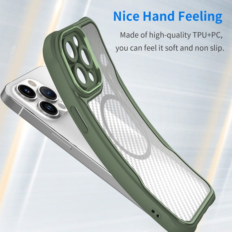 For iPhone 14 Pro Max Carbon Fiber Texture MagSafe Translucent Phone Case