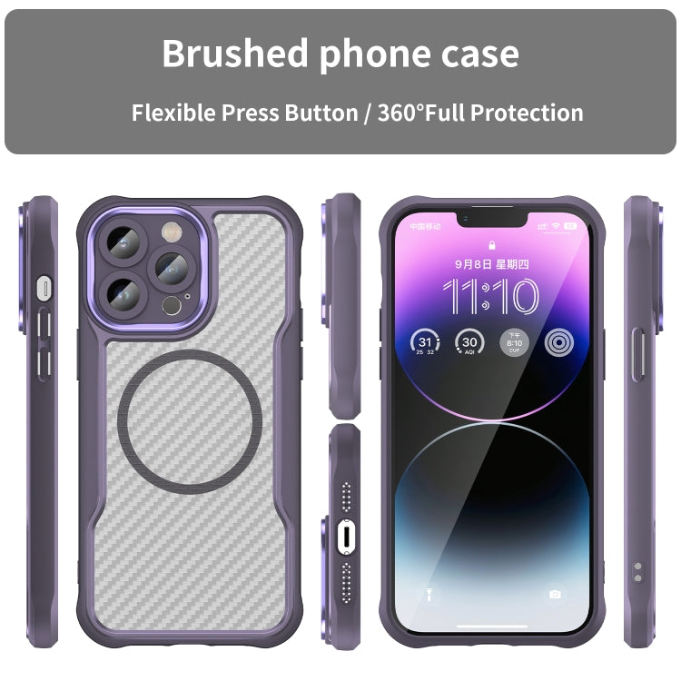 For iPhone 13 Pro Carbon Fiber Texture MagSafe Translucent Phone Case