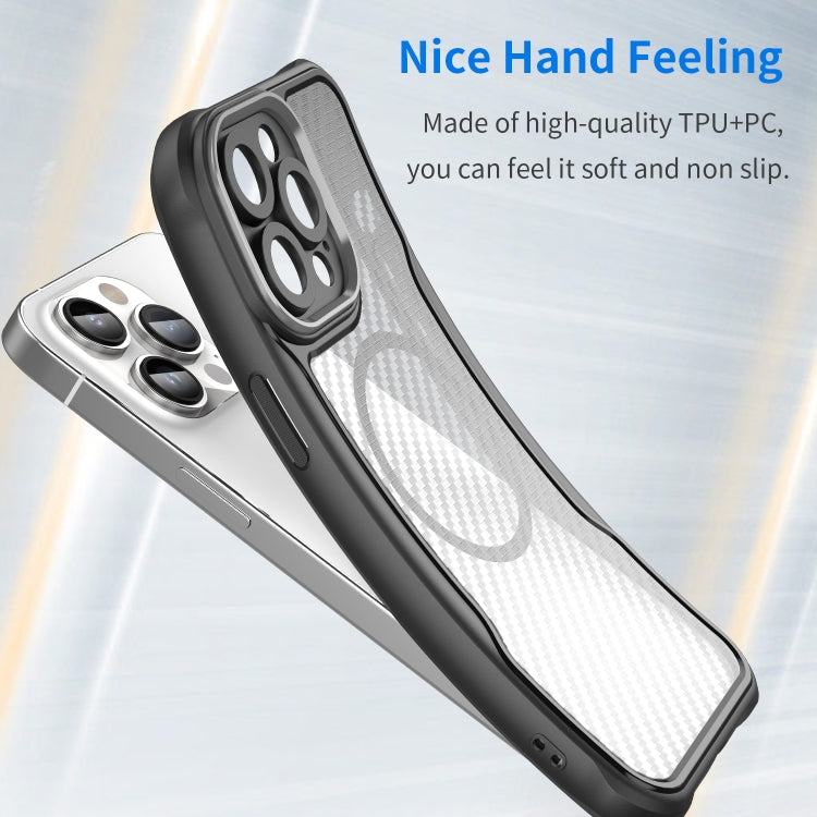 For iPhone 11 Pro Max Carbon Fiber Texture MagSafe Translucent Phone Case