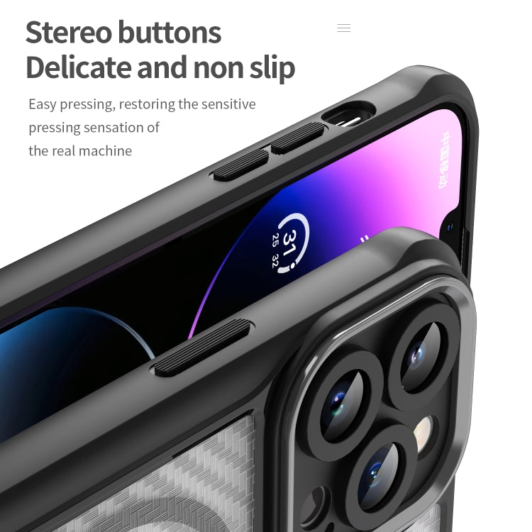 For iPhone 11 Pro Carbon Fiber Texture MagSafe Translucent Phone Case