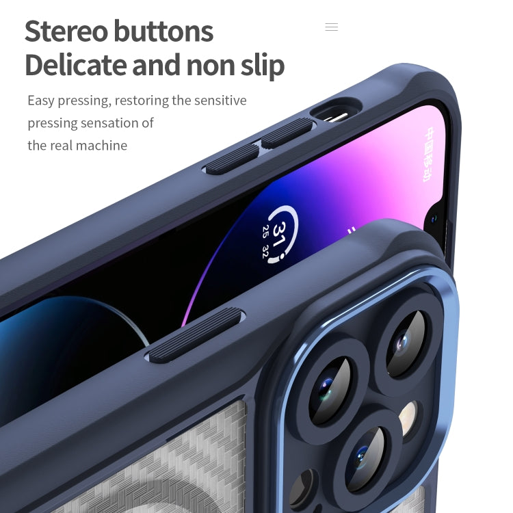 For iPhone 11 Pro Carbon Fiber Texture MagSafe Translucent Phone Case