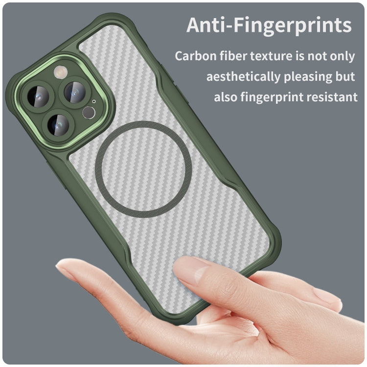 For iPhone 11 Pro Carbon Fiber Texture MagSafe Translucent Phone Case