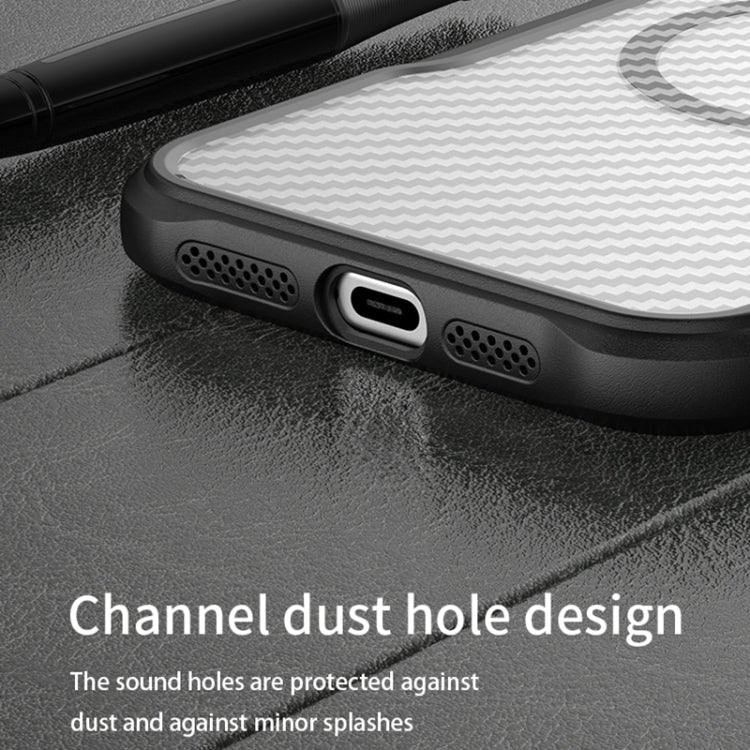 For iPhone 16 Plus Carbon Fiber Texture MagSafe Translucent Phone Case