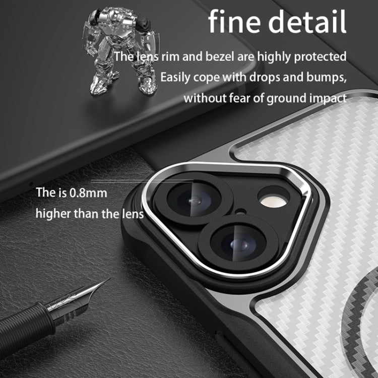 For iPhone 16 Plus Carbon Fiber Texture MagSafe Translucent Phone Case