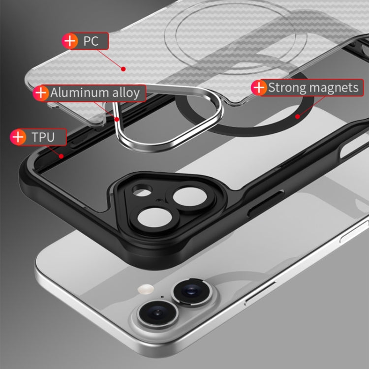 For iPhone 16 Plus Carbon Fiber Texture MagSafe Translucent Phone Case