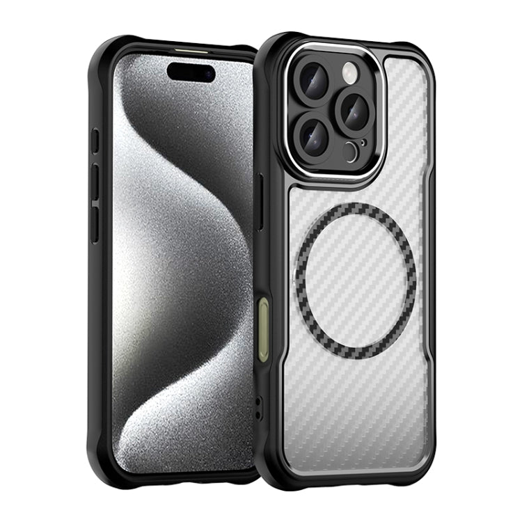For iPhone 16 Pro Carbon Fiber Texture MagSafe Translucent Phone Case