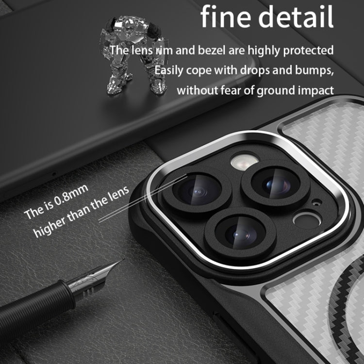 For iPhone 16 Pro Carbon Fiber Texture MagSafe Translucent Phone Case