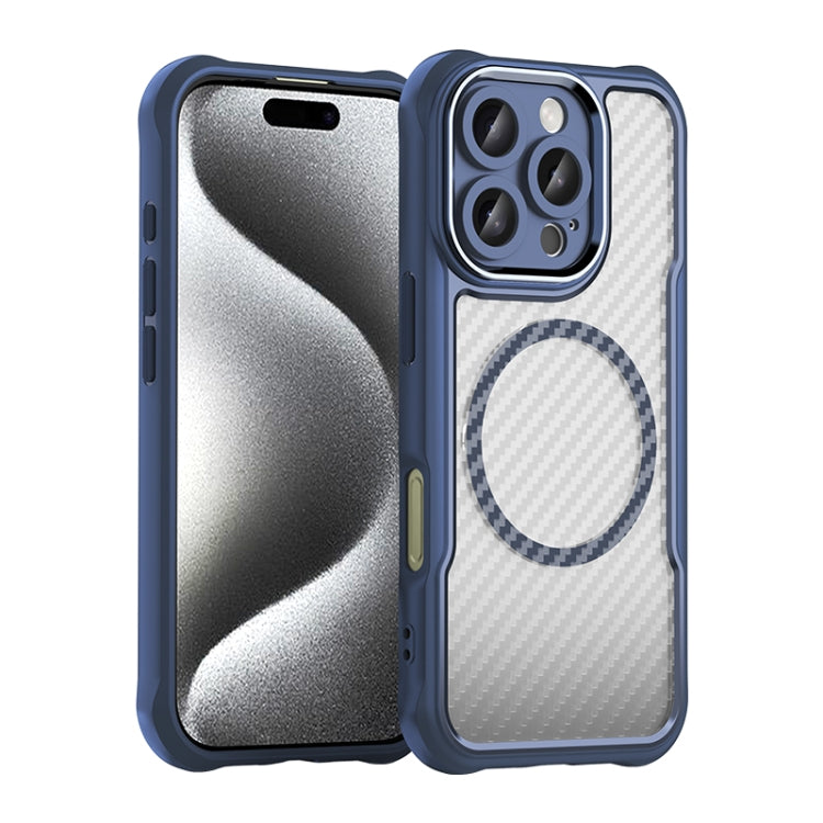 For iPhone 16 Pro Carbon Fiber Texture MagSafe Translucent Phone Case