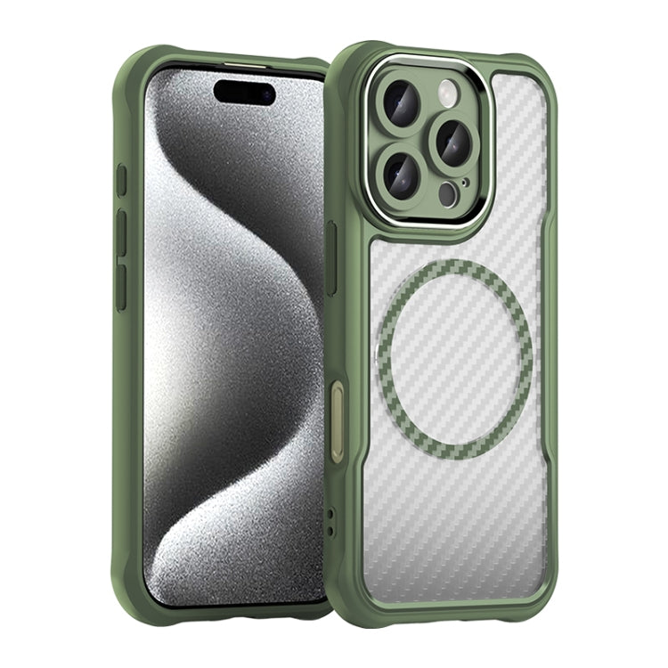 For iPhone 16 Pro Carbon Fiber Texture MagSafe Translucent Phone Case