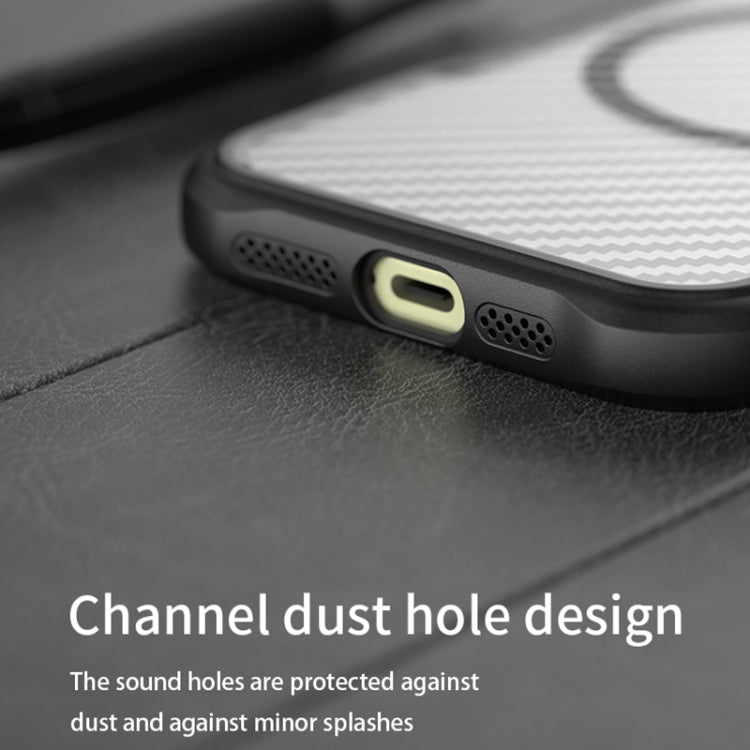 For iPhone 16 Pro Carbon Fiber Texture MagSafe Translucent Phone Case