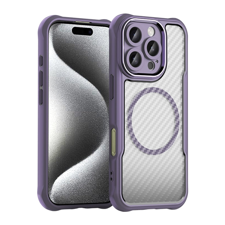 For iPhone 16 Pro Carbon Fiber Texture MagSafe Translucent Phone Case