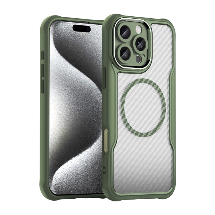 For iPhone 16 Pro Max Carbon Fiber Texture MagSafe Translucent Phone Case