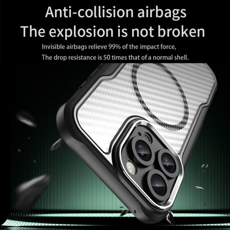 For iPhone 16 Pro Max Carbon Fiber Texture MagSafe Translucent Phone Case